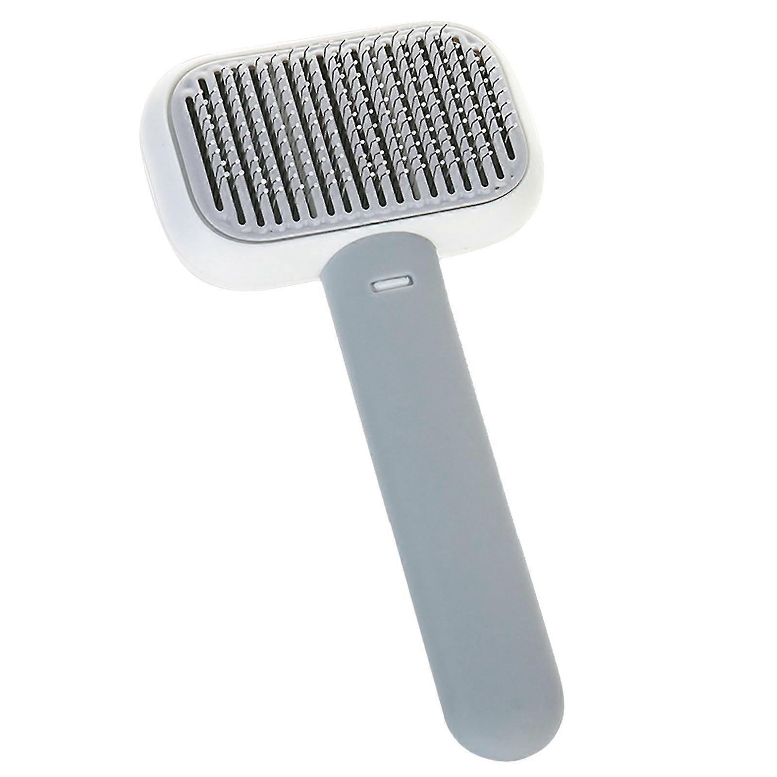 Universal Pet Self Cleaning Slicker Brush for Cats and Dogs - Gray and White