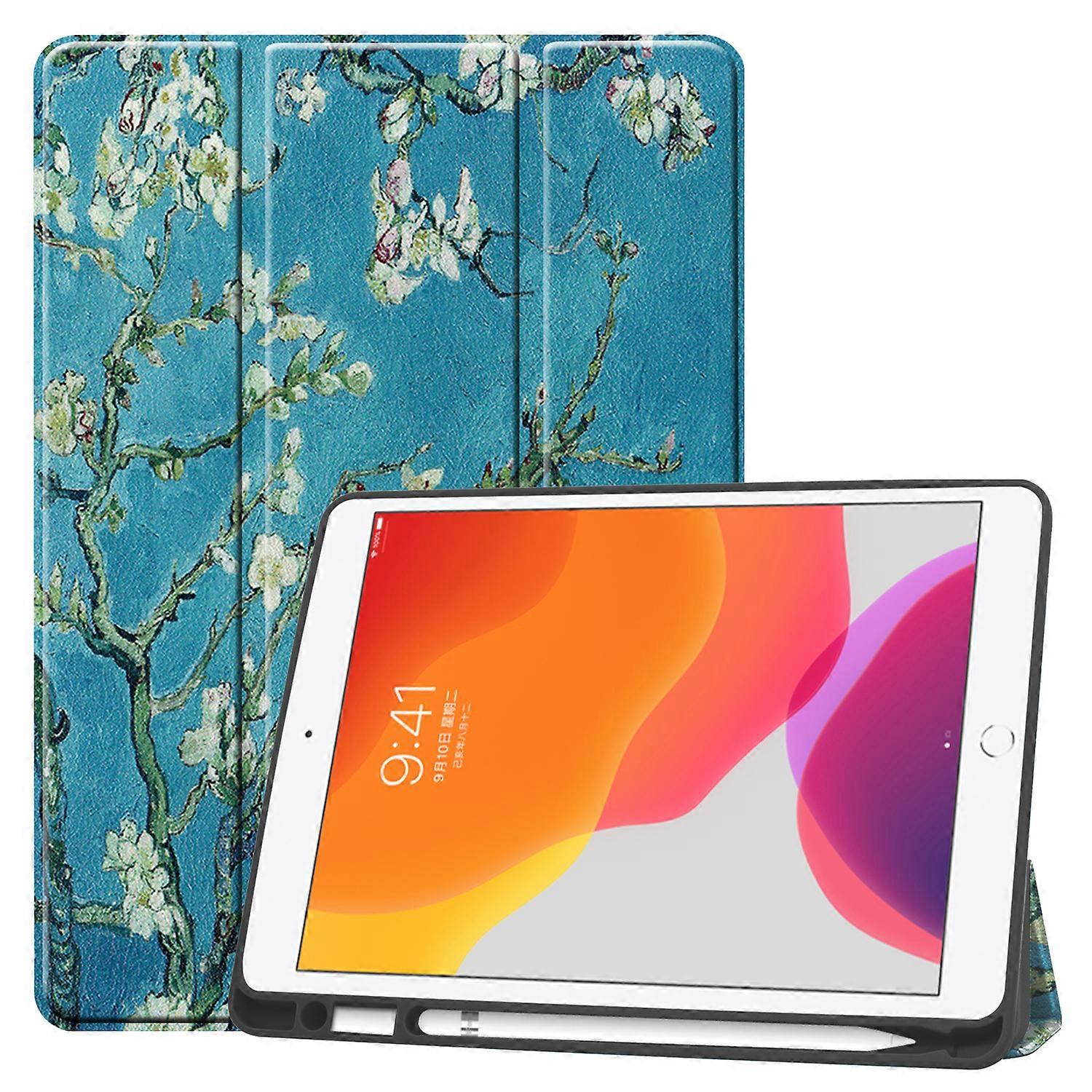 Pattern Printing Tri-fold Stand TPU and Leather Smart Tablet Case with Apple Pencil Slot for iPad 10.2 (2021)/(2020)/(2019)