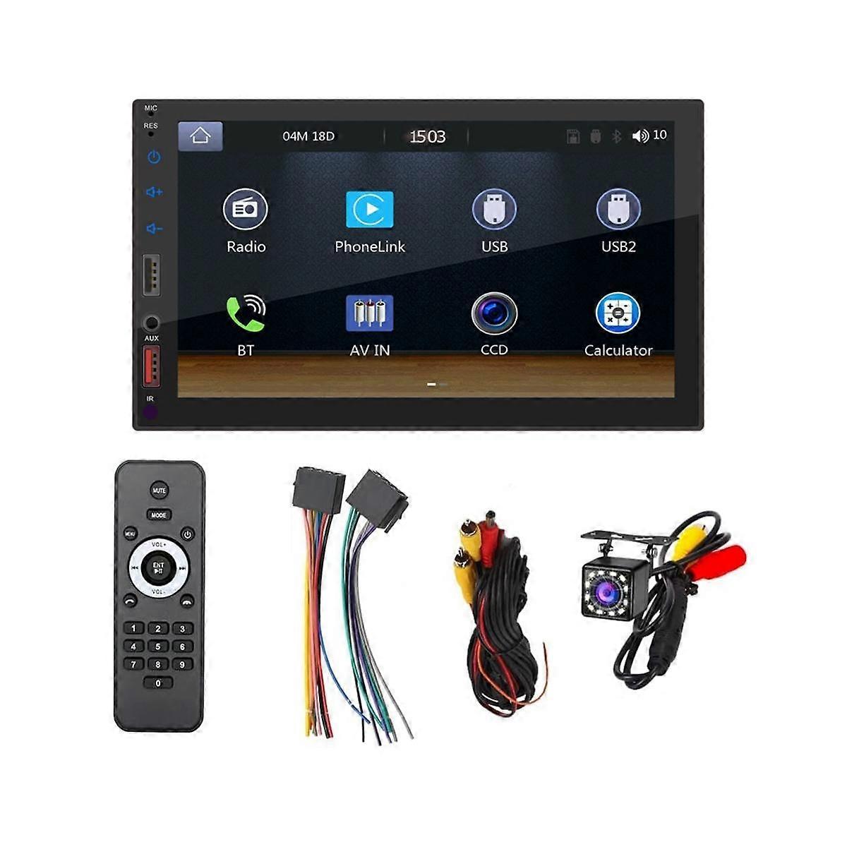 7 Inch Double Din Car Stereo CarPlay Android Auto Mirror-Link, Multimedia Touchscreen Player Blueto