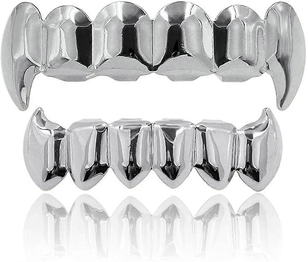 18Kゴールドシルバーメッキヒップホップ吸血鬼の牙上下歯グリルZ男性と女性用