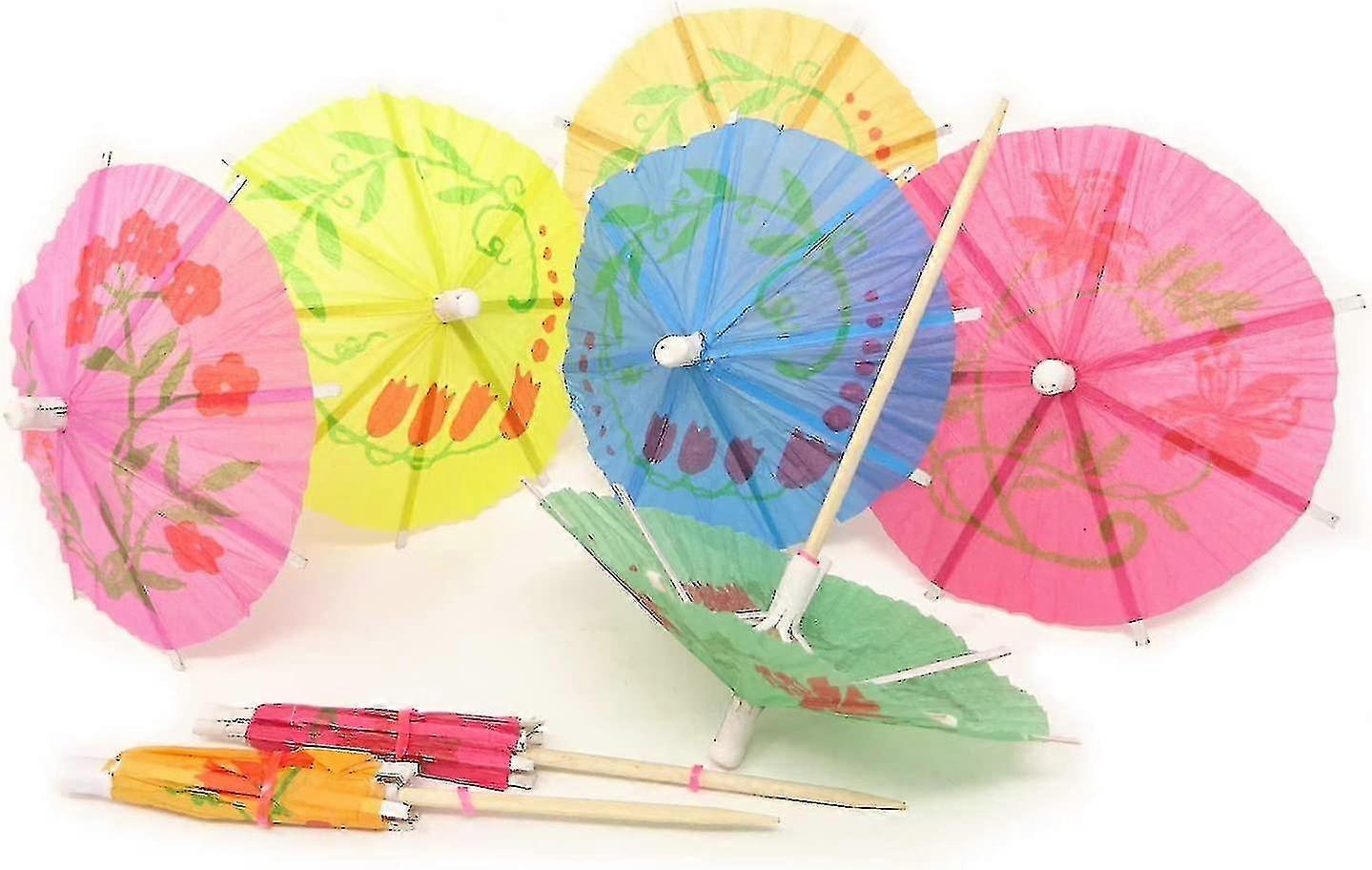 150pcs Assorted Colors Paper Parasol Cocktail Picks Cupcake Toppers For Hawaiian Party