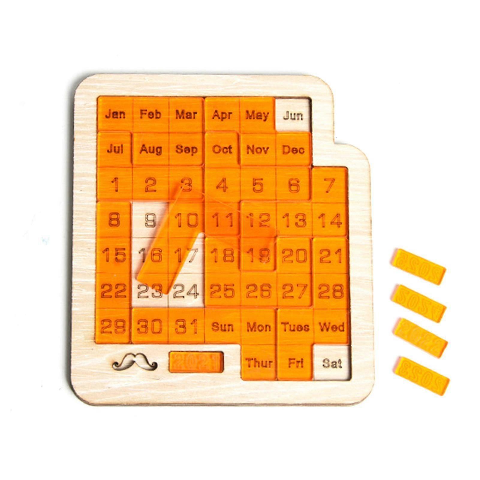 Tageskalender Puzzle Holzkalender Spielen Sie ein anderes Puzzle, um die Orange