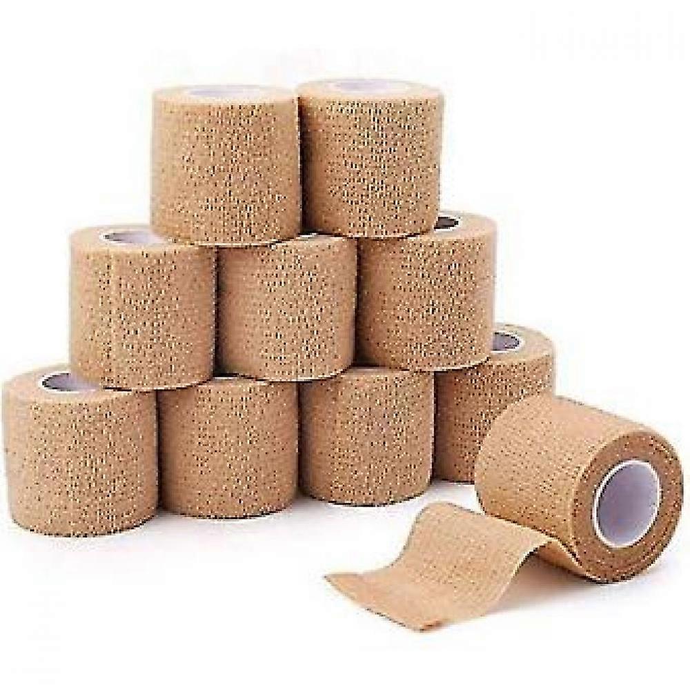 Adhesive Bandage Self Adhesive Bandage Elastic Fixation Bandage 2" X 15' 10 Rolls First Aid Tape For Swelling And Pain, individually packaged