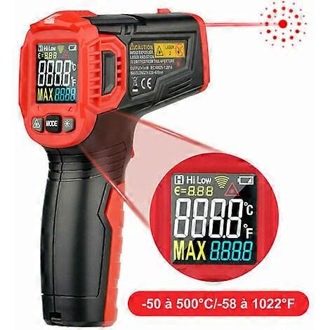Digitalt infrarødt lasertermometer, SDLOGAL, industrielt infrarødt termometer, -50 til 500C / -58 til 1022F Bakgrunnsbelyst LCD-skjerm, ikke-frontal termometer for
