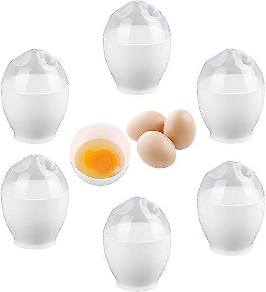 6 Pieces Egg Poacher Easy Egg Cooker Plastic Egg Poacher Cooked Microwave Egg Microwave Pan Nonstick Reusable with Lid for Cooking Perfect Poached Egg