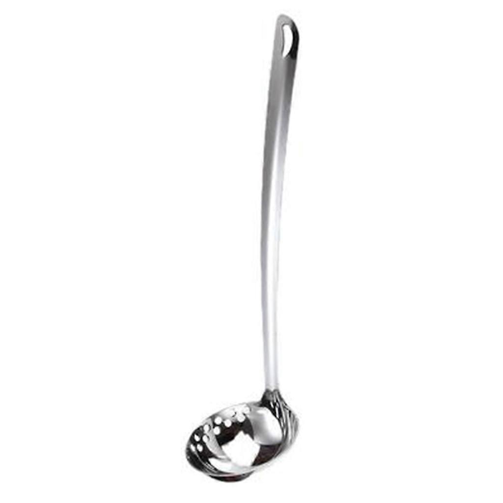 Stainless Steel Dual-Use Colander Cook Soup Spoon with Long Handle Hanging Hole