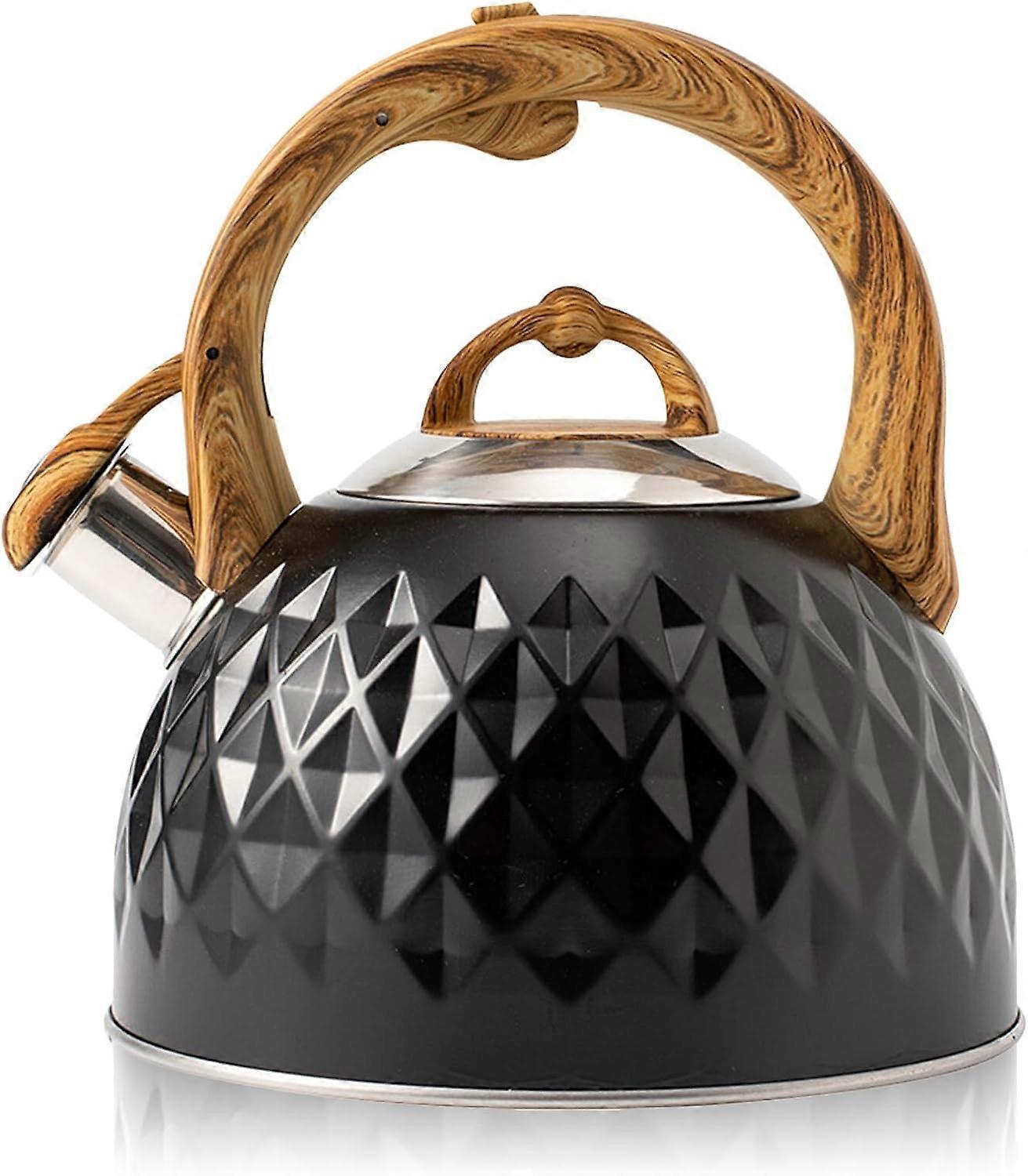 Kettle,Induction Teapot,Whistling Kettle,Stainless Steel,3L Large Capacity,Wooden Handle,Anti-Scald,for Induction Hob,Gas Hob