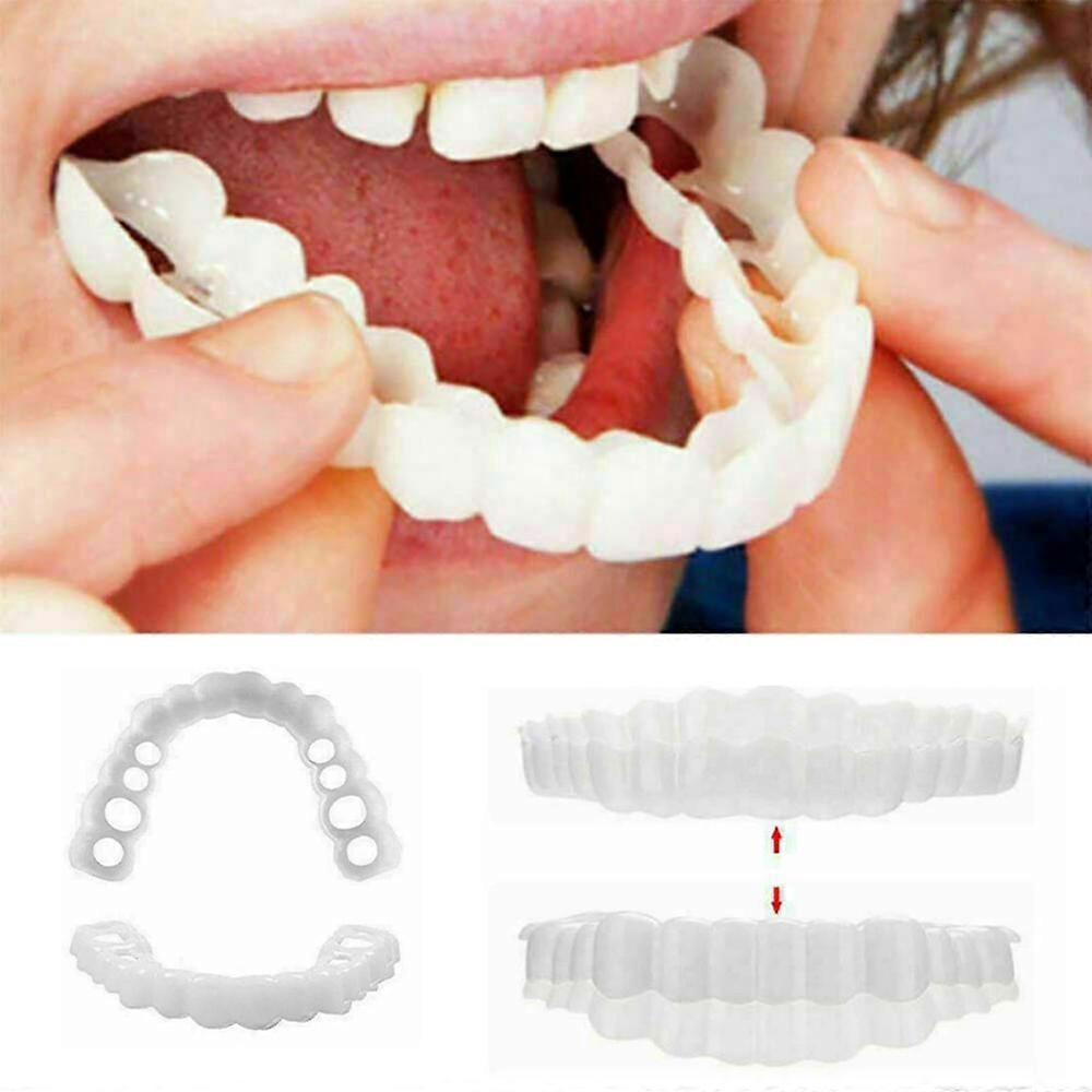 1 Set Snap On False Teeth Upper & Bottom Dental Veneer Dentures Smile Tooth Covers
