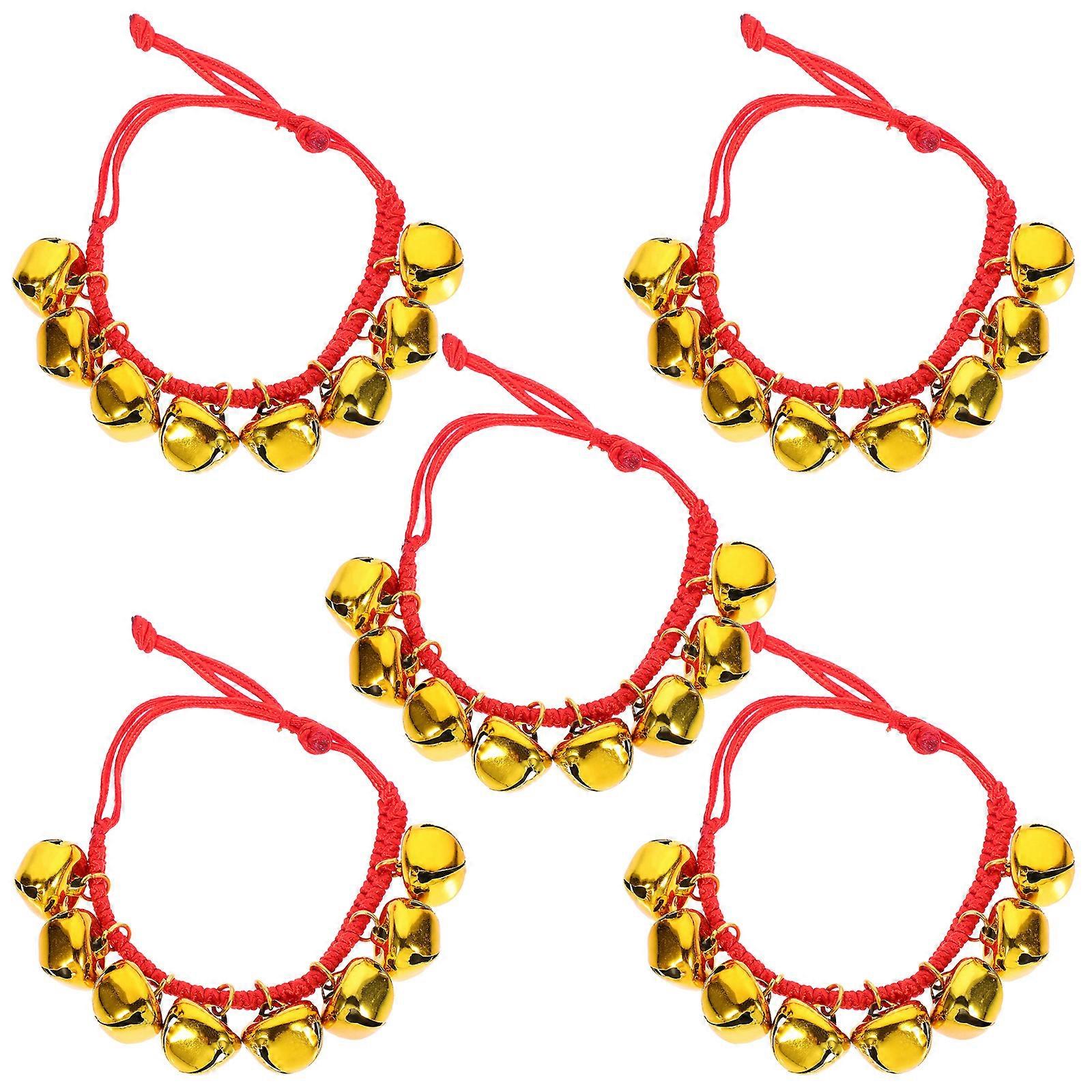 5 قطع من ألعاب الأطفال الموسيقية، أجراس المعصم، زينة، قلادة جرس الجلجل، حقيبة هدايا، حشوات أجراس معدنية، سوار