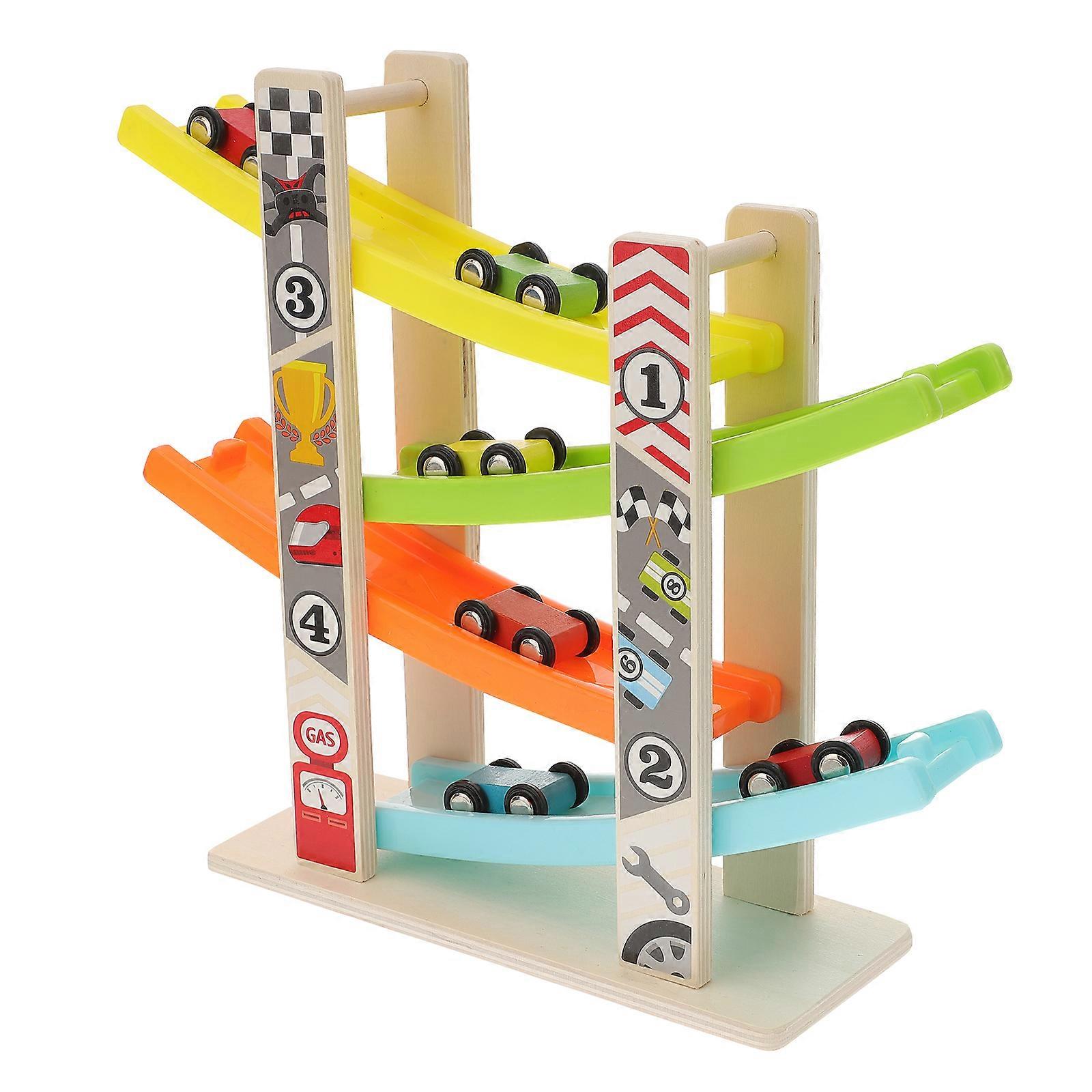 צעצועי רכב ילדה צעצוע רמפה לרכב מעץ צעצוע מסלול המירוץ צעצוע רמפה לרכב ילדים פעוטות 1- 3 צעצועים לילדים צעצוע מסלול המירוץ צעצוע פעוט