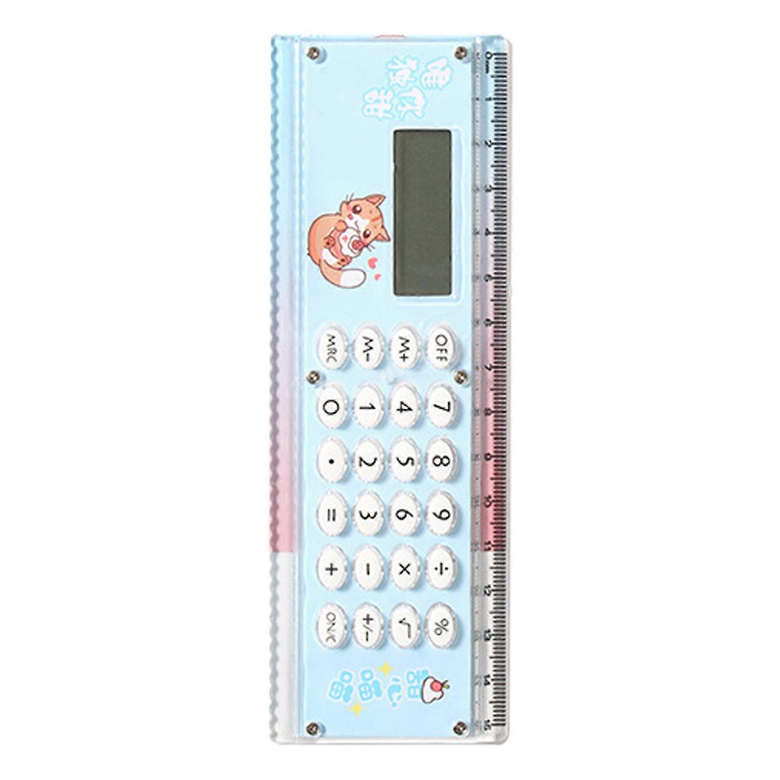 Ruler Calculator Multi-functional 2 in 1 15cm Scale 8 Digits Portable Battery Operated LCD Display Student Calculator Office Supplies QingHai