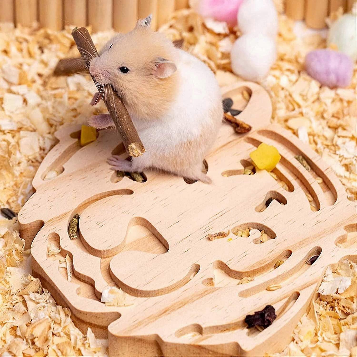 Wooden Guinea Pig Foraging Toys, Interactive Pet Foraging Puzzle Hide Treats Puzzle Mat Toys for Small Pets, Hamster, Rabbit, Chinchilla (D-8D)