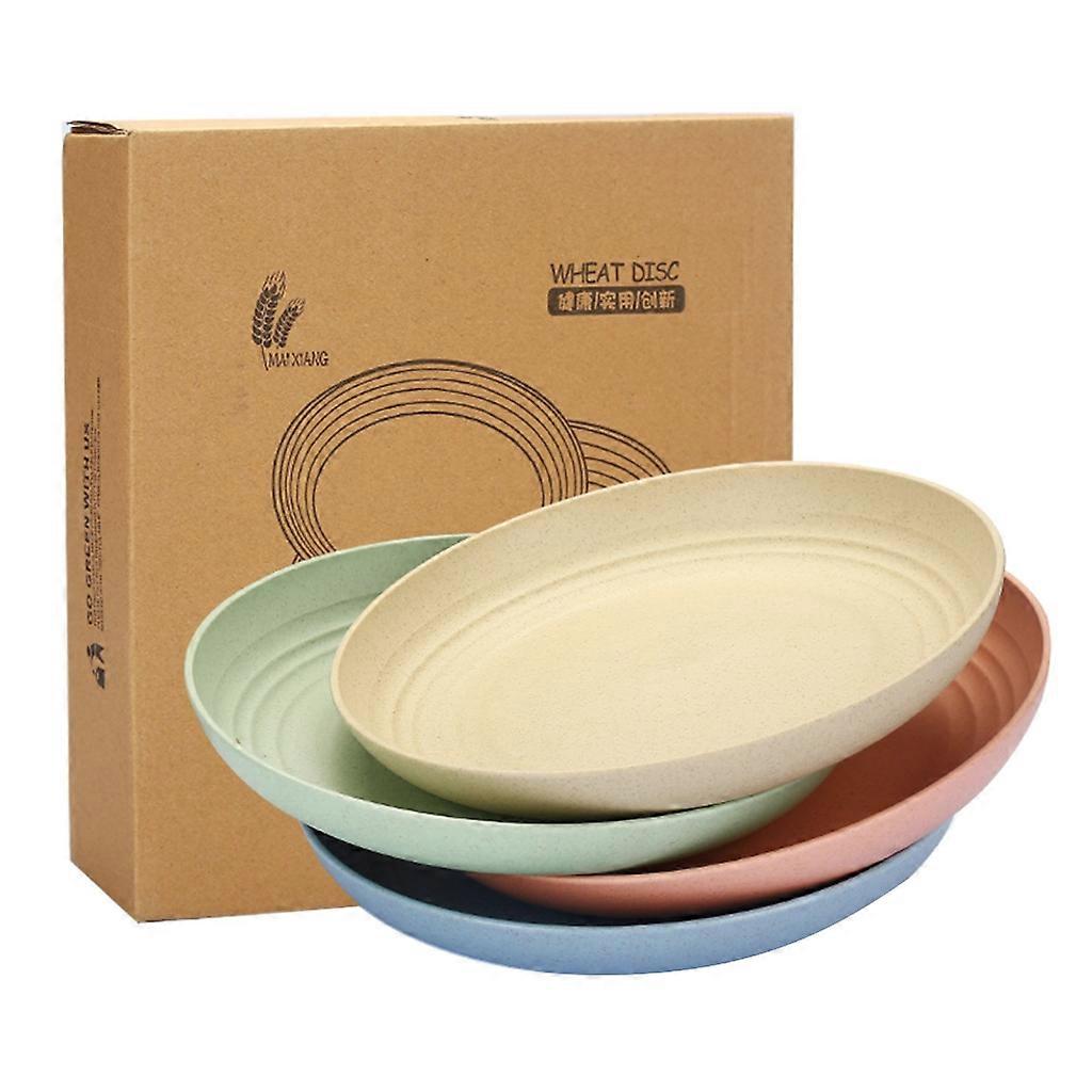 4 Pcs Wheat Straw Plates Unbreakable Dinner Plates Sustainable Dinnerware