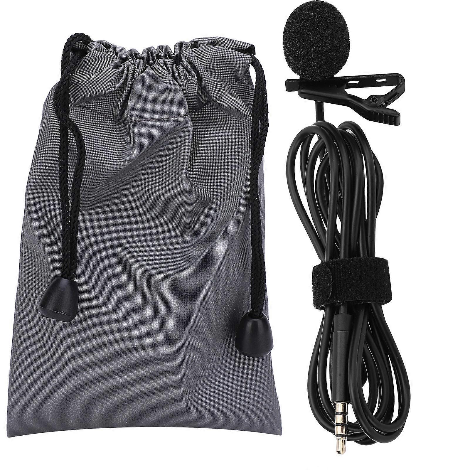 1.5m Portable Lavalier Microphone for Phone Interview, Professional Live Recording, Collar Clip