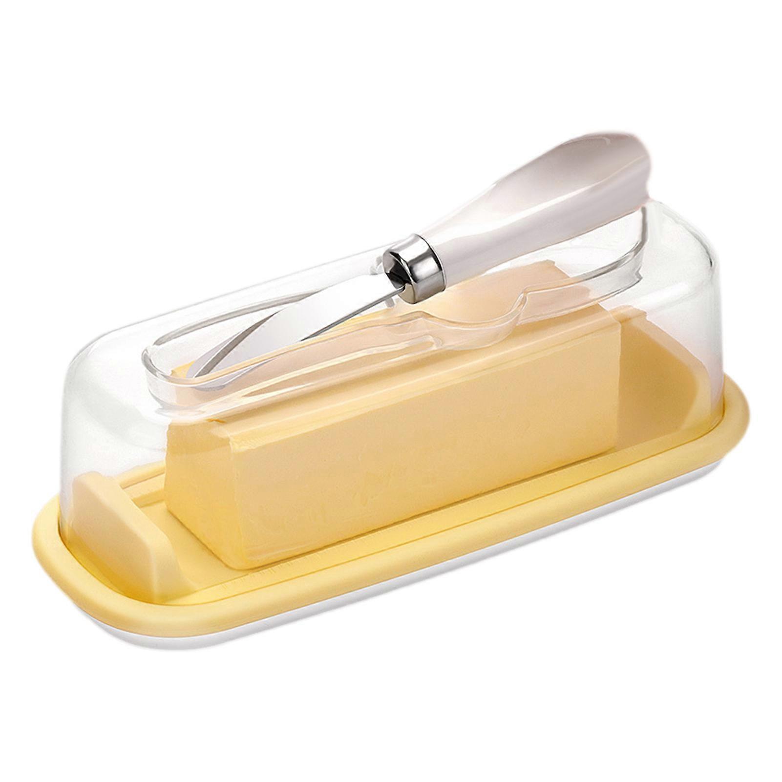 Large Airtight Butter Dish with Lid And Cutter Spreader for Eastern Western European Butter Sealed Butter Keeper Tray for Countertop Fridge