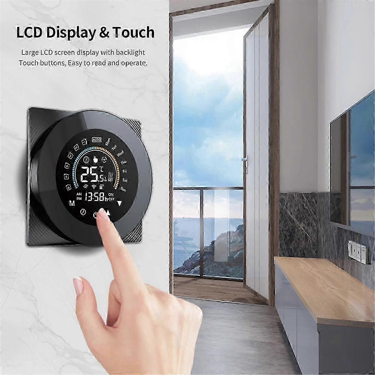 Tuya Wifi termostat LCD digitálny dotykový regulátor teploty pre Alexa biela, 16a elektrický (wifi)