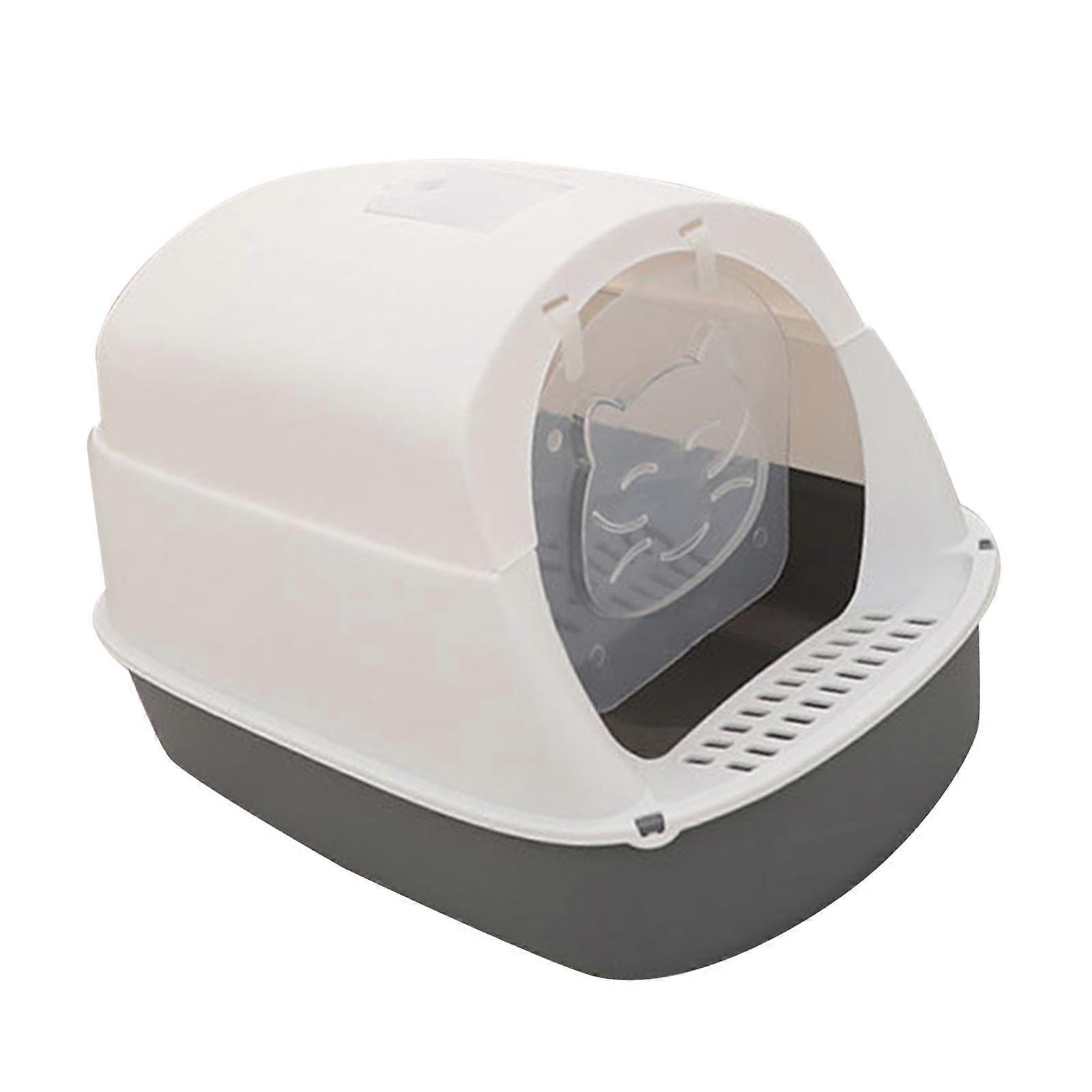 Enclosed Cat Litter Box Durable Structure Odor Proof Scratch Resistant Kitten Toilet Box Cat Potty for Indoor Grey