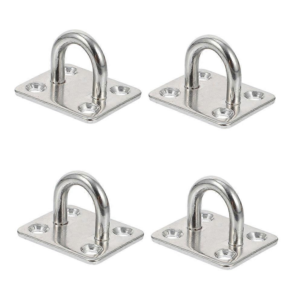 4pcs Square Eye Plates Stainless Steel Ring Hook Loop U-Shaped Ceiling Hooks