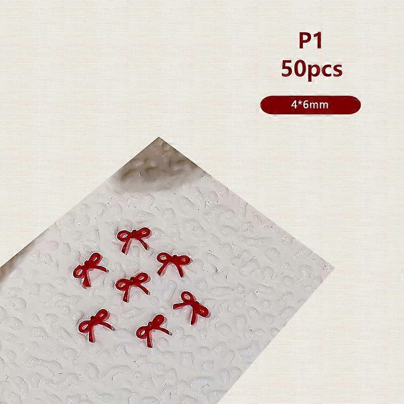 50Pcs Wine Red Resin Bow Nail Charm Bulk Mix Size 3D Ribbon Bowkont Mini Kawaii Nail Art Accessories DIY Cute Nails Decorations