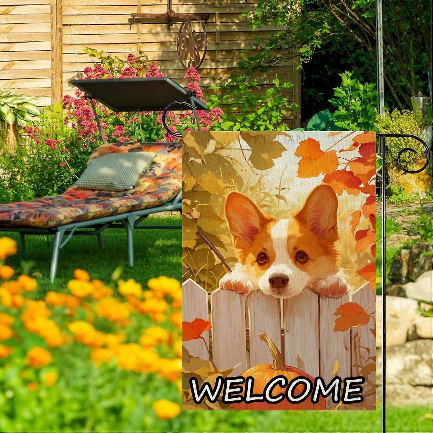 Sm:)e Home Sweet Home Pumpkin Fall Garden Flag 12x18 Inch Double Sided Outside, Wood Grain Autumn Buffalo Plaid Yard Outdoor Flag
