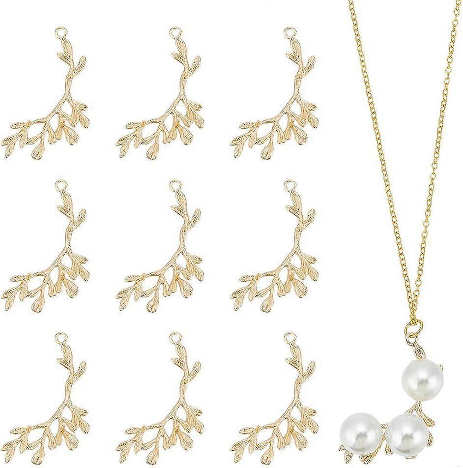 10 Pcs Branch Shape Handmade Pendant Blanks, Real 18K Gold Plated Prong Pendant Setting Claw Pendant Tray Bezel Pendant Trays for DIY Crafting Jewelry