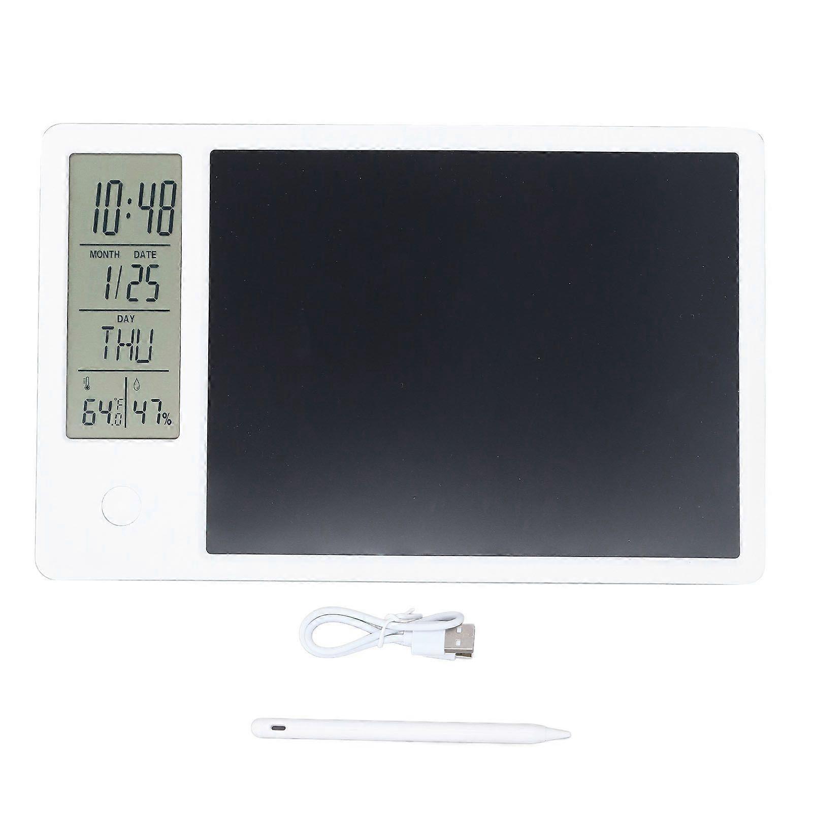 Electronic Calendar Writing Board Multi Functional Lightweight Electronic Calendar with Notepad for Office White