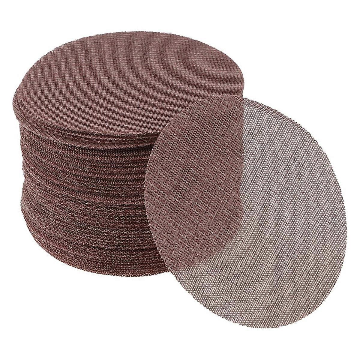 50 Pcs 5 Inch Abranet Sanding Mesh Anti-Clog Hook Loop Dust Free Net Sandpaper 400 Grit Brown Aluminum Oxide