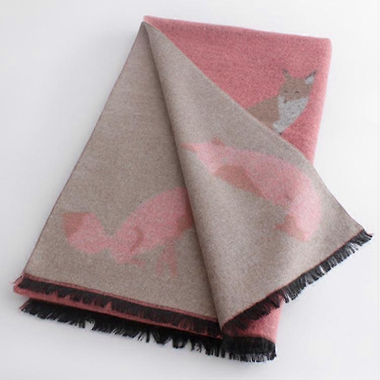 Fox Cashmere-like Women's Jacquard Scarf Autumn and Winter Double-Sided Thickened Warm Scarf Tassel