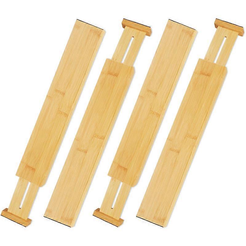 Set of 4 Bamboo Drawer Dividers, Adjustable, for Cutlery or Desk