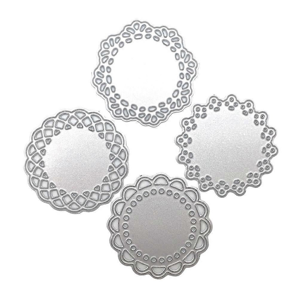 4 Pcs/Set Round Lace Cutting Dies Doily Circle Embossing Script Dies Stencils for DIY Scrapbooking Diary Embellishments Silver