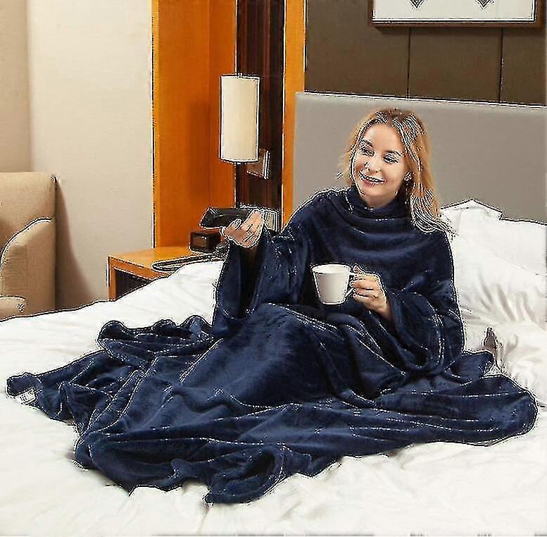 Wearable Blanket With Sleeves Soft And Warm For Sofa Lovers With Elastic Cuffs (150x180cm) Sx