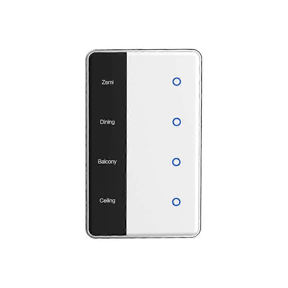 TUYA Zigbee DIY-Namensschalter 4-Gang-Smart-Touchscreen-Schalter US-Typ Funktioniert mit der Sprachsteuerung von Tuya Alexa Home