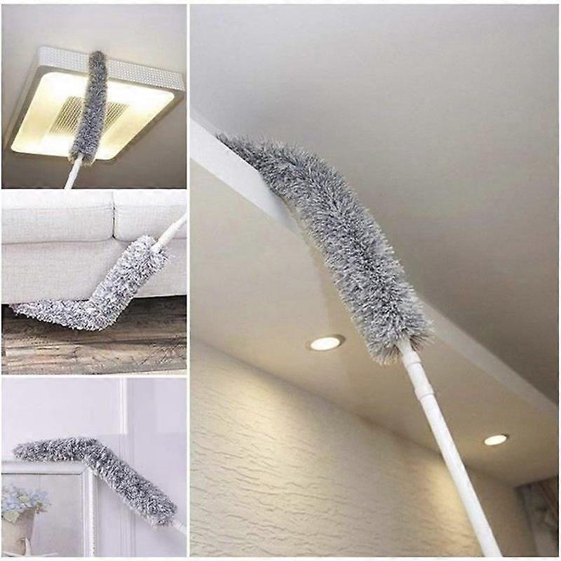 Telescopic Feather Duster Household Duster Cleaning Feather Duster with Extendable Telescopic Handle for Home 60-179CM Gray