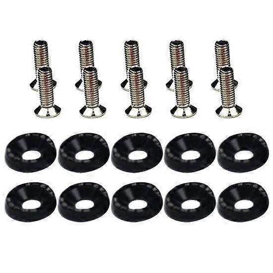 10Pcs Car Vehicle License Plate Fender Bumper M6 Frame Screws Decor with Washer