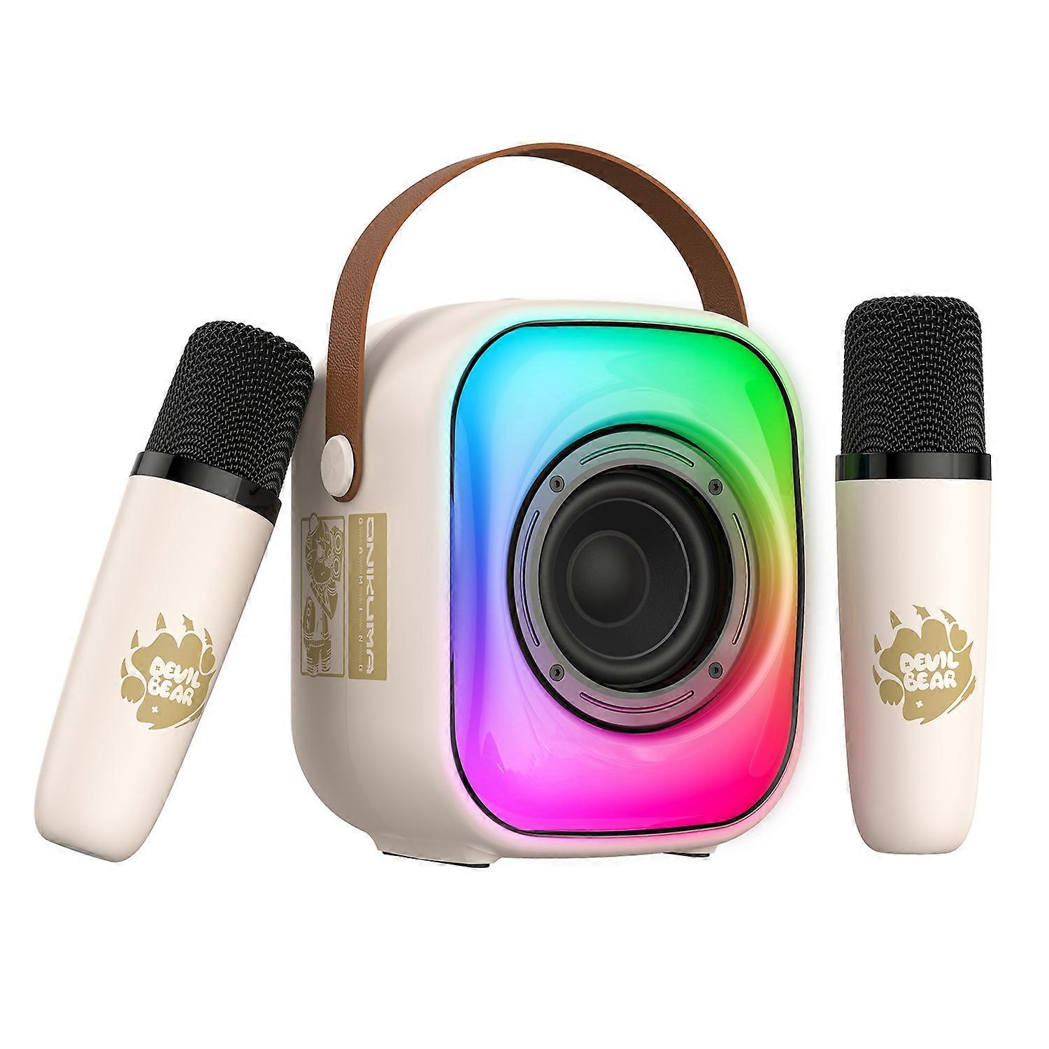 ONIKUMA L7 RGB Home Karaoke Machine Bluetooth-luidspreker met 2 microfoons-wit