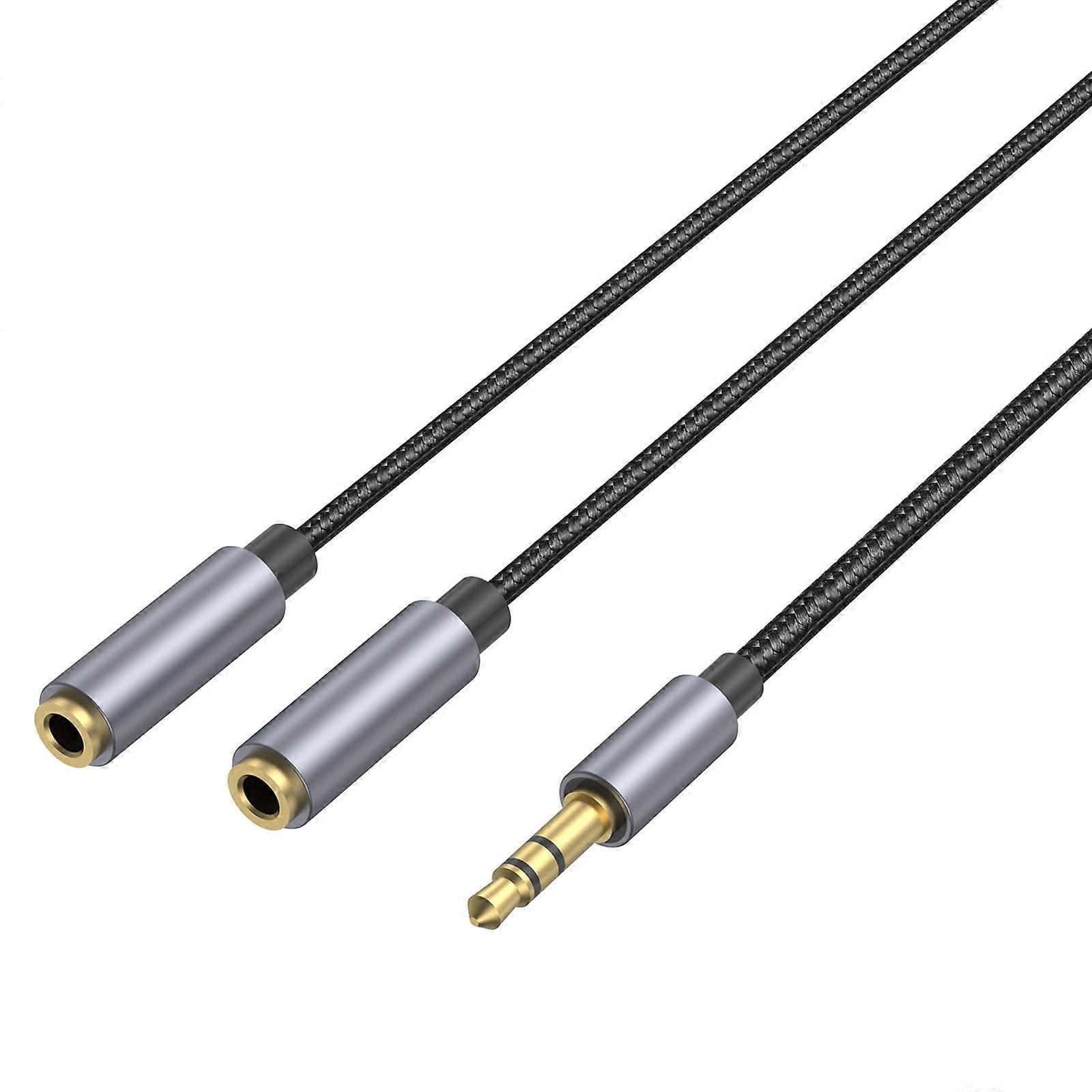 Earphone Splitters Cord Aux Y Splitters for Tablets Gold-Plate Connectors for Accurate Data Transmission Headphone Cord  112cm