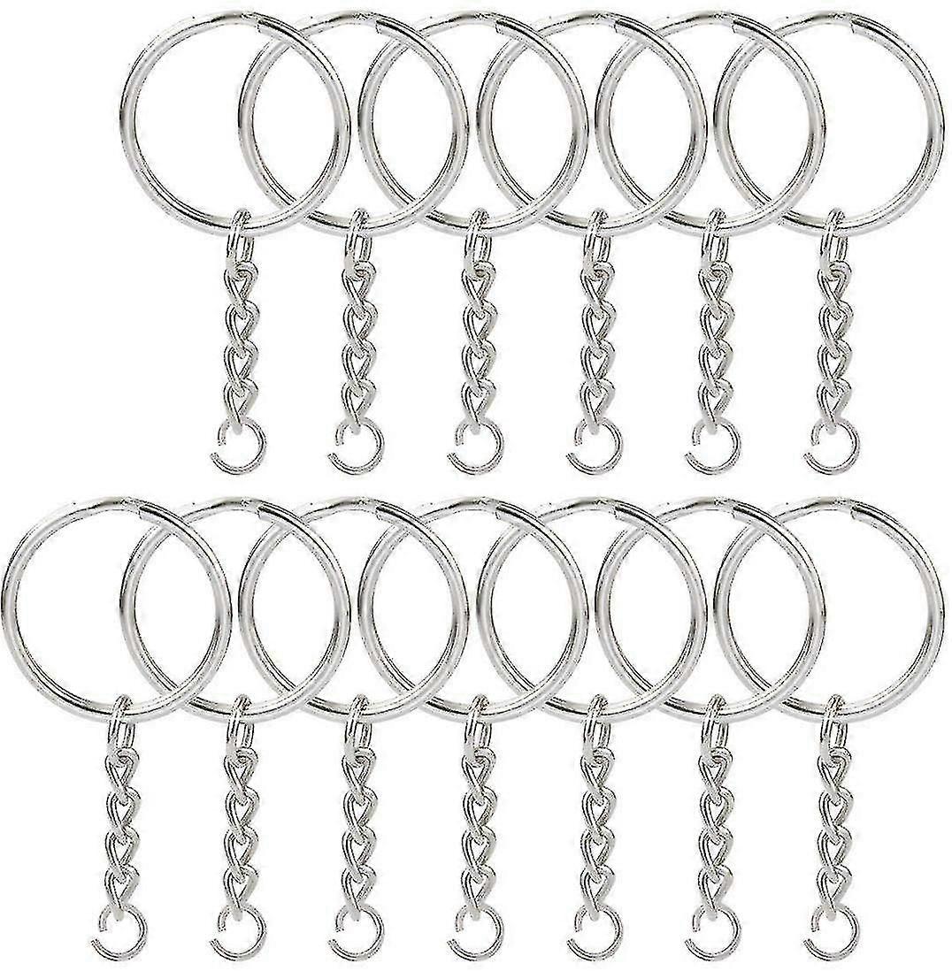 100 Pcs Key Ring, 25 Mm Key Ring With Silver Chain Key Ring With Rings Edition a