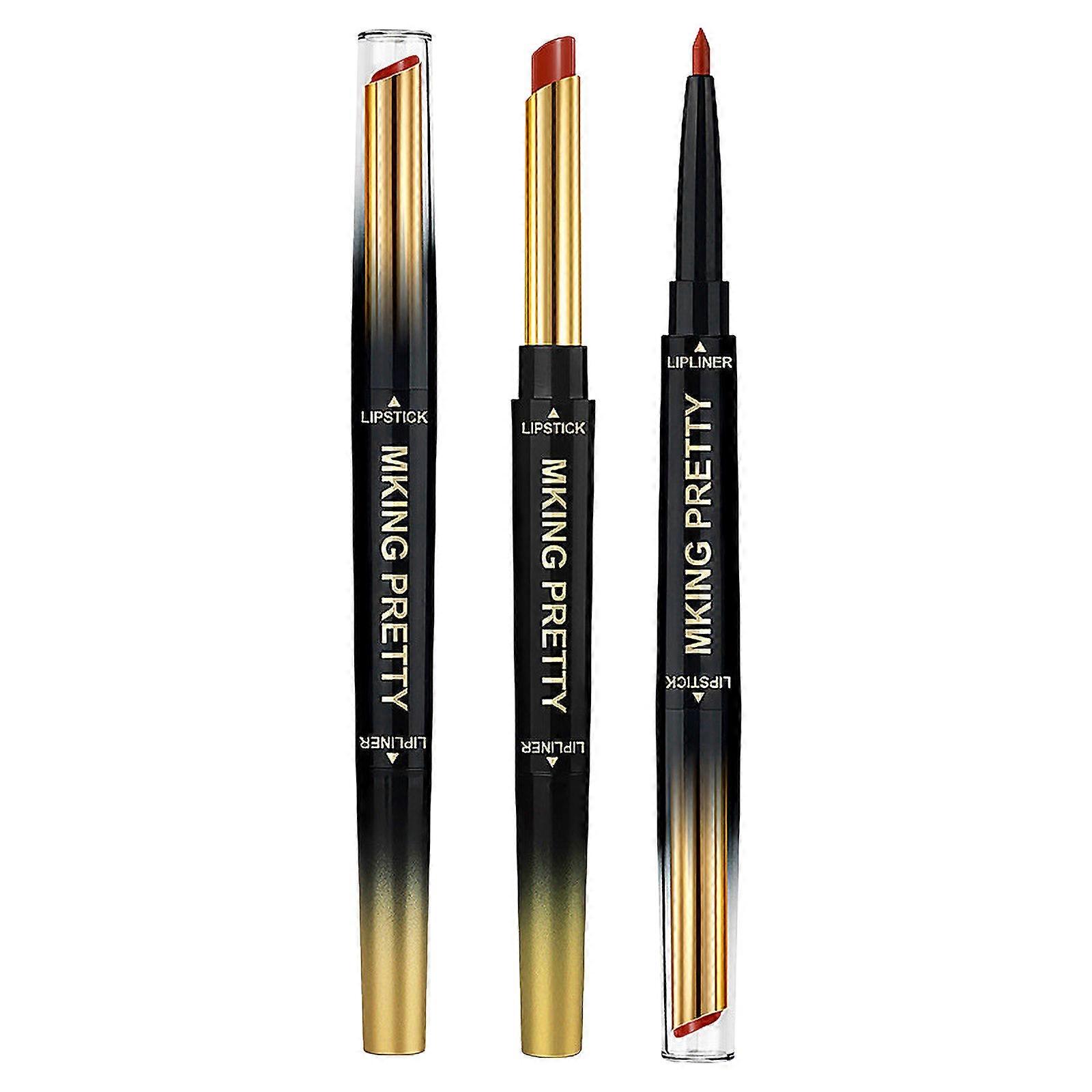 In 1 Lip Liner Lipstick Set Double-ended Lipstick Automatic Lip Liner-stick Cup Is Not Easy To Discolor Double-Ended Lip Pencil PUW1888
