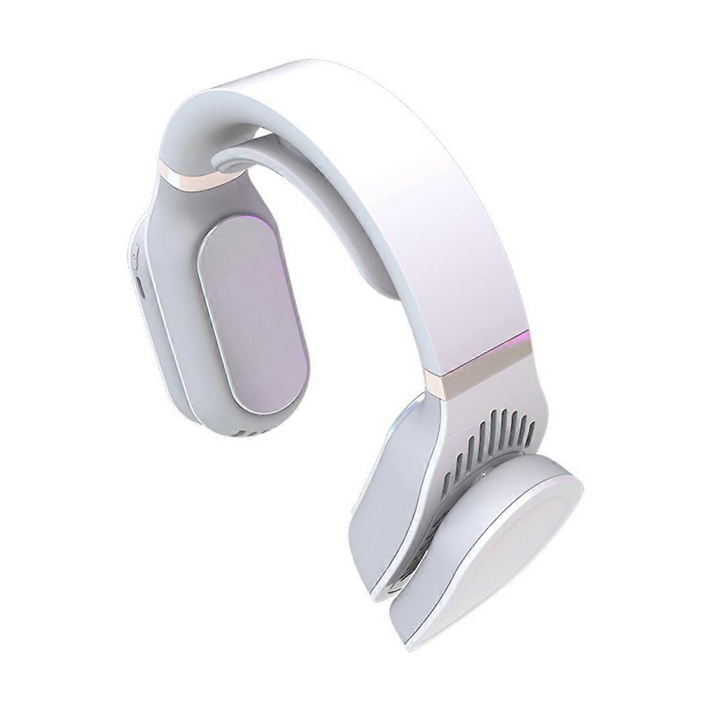 מסוגנן USB נטענת קר חם דחיסה תלויה צוואר מאוורר מחמם צוואר חשמלי עם 6 הילוכים בקרת טמפרטורה לבן