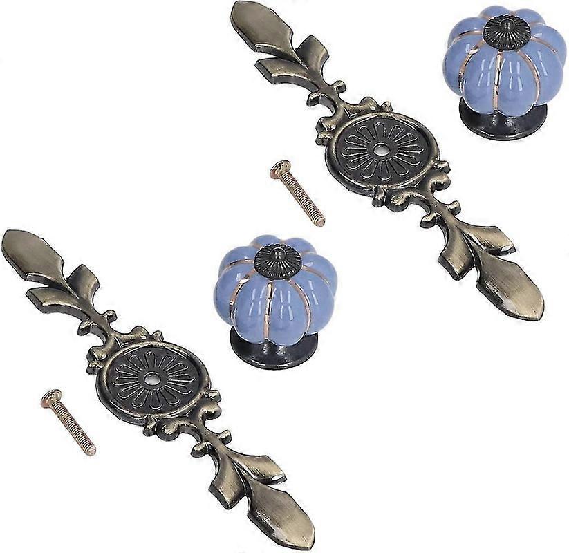 JiaWei 2pcsset Drawer Knobs, Drawer Knobs Pull Handles Hand Painted Pumpkin Cabinet Cupboard Door Knobs with Screws, Doorknobs TBQ