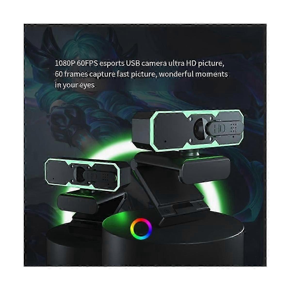 Fill Light Webcam Microphone Gaming USB Camera 60Fps Computer 1080P Multifunction Webcam