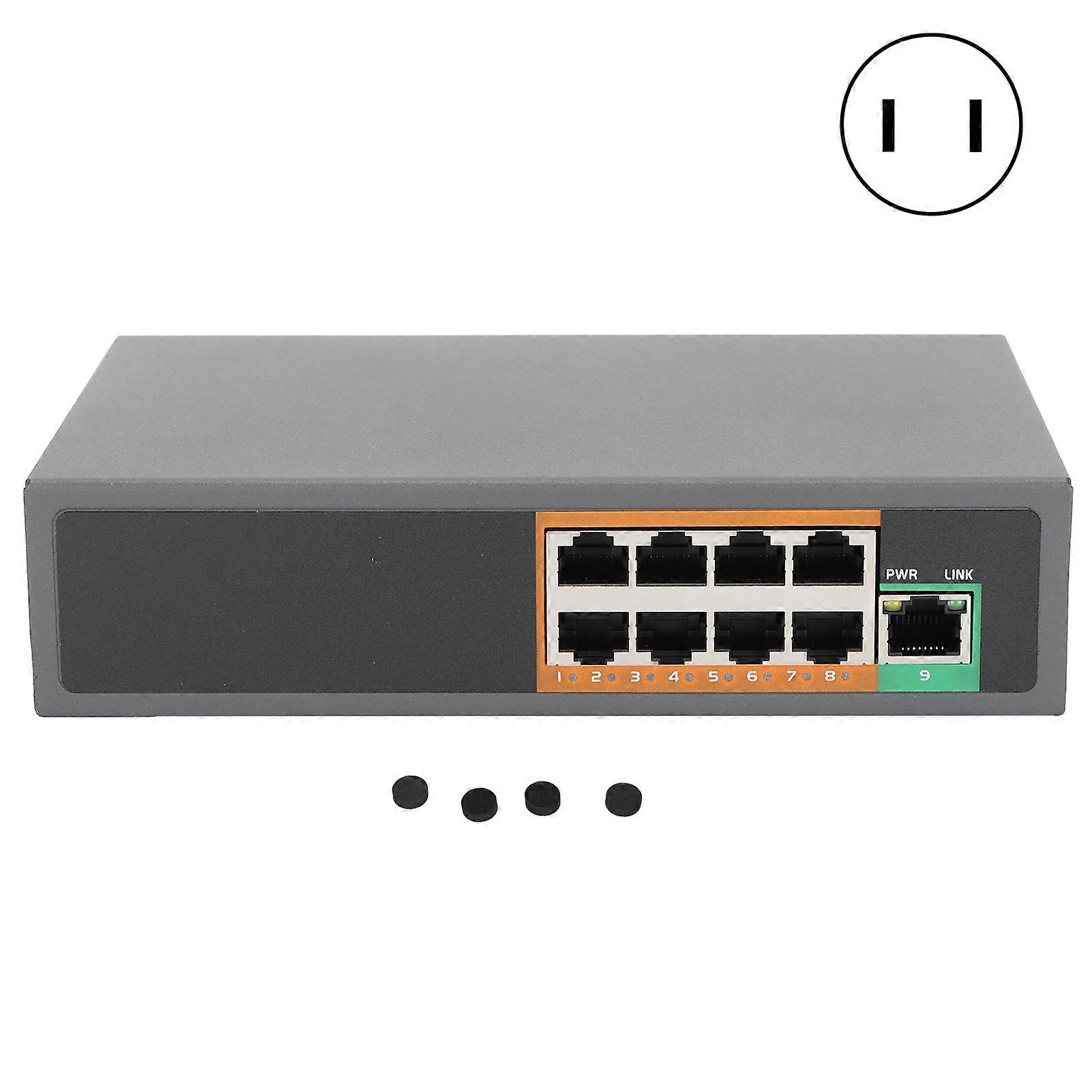 POE Switch 9 Ports 100V to 240V Gigabit Ethernet Adapter for IP Cameras CCTV Security Systems Wireless APUS Plug