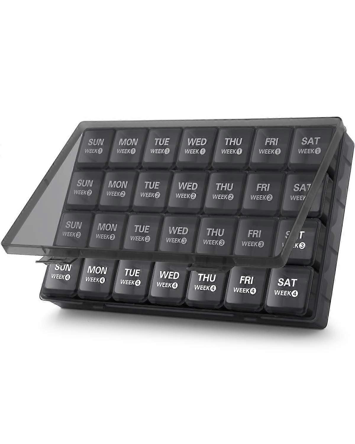 Monthly Pill Organizer 28-Day Pill Box, Large 4-Week Case, Travel Dust-Proof Container for Pills, Vitamins & Supplements