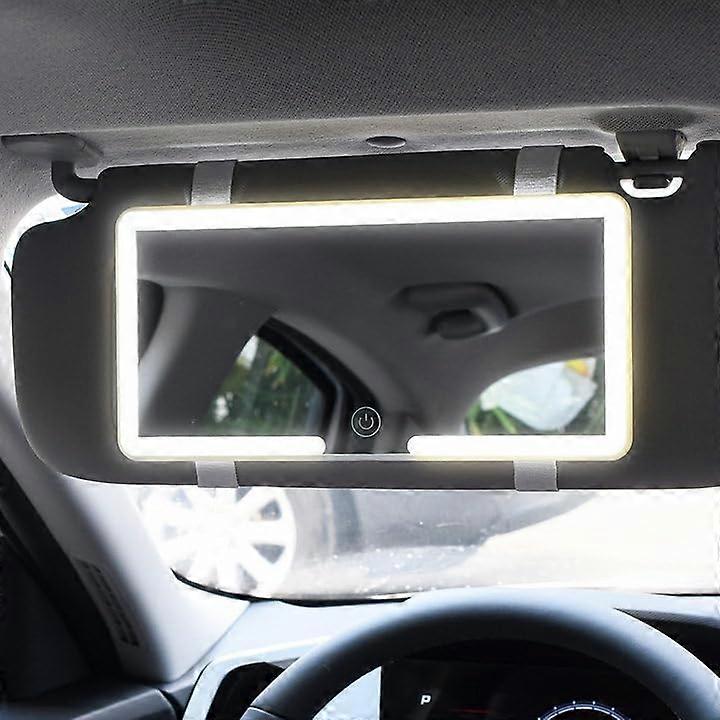 Car Sun Visor Vanity Mirror Rechargeable Makeup Vehicle Vizier Mirror With Three Light Modes