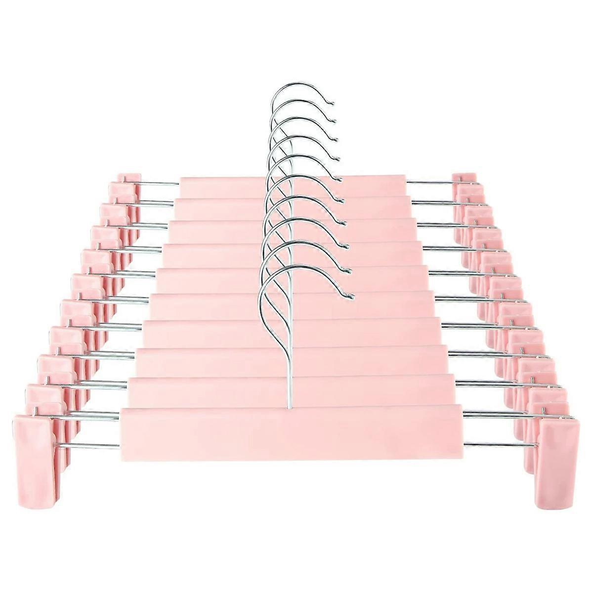 Space-Saving Pants Hangers, Adjustable Clips for Clothes, 10-Pack