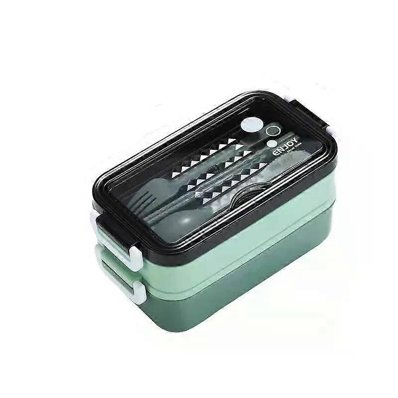 Double-layer Lunch Box Portable Compartment Food Box Microwave Lunch Box With Fork Chopsticks And Spoon Picnic Fresh
