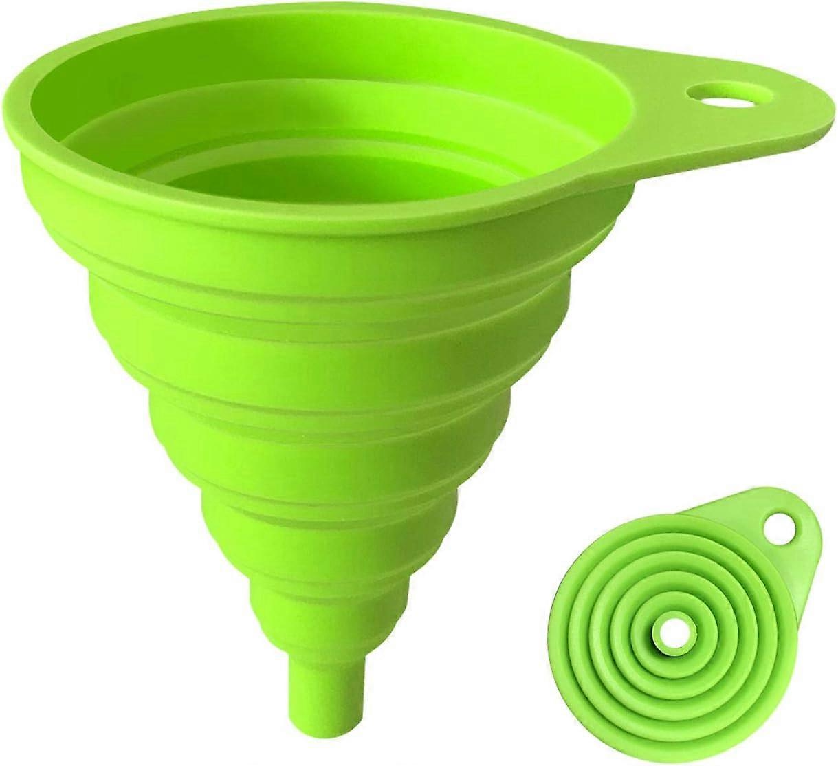 Silicone Collapsible Funnel  Kitchen Gadgets Foldable Funnel-Green