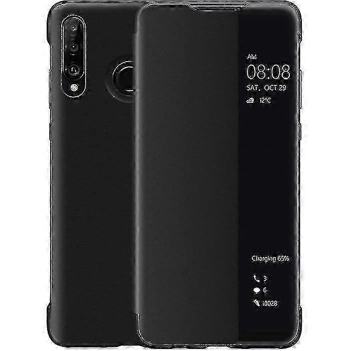 Huawei P30 Liteケース、Smart Viewレザーフリップケース、[省電力モード][フルプロテクション](P30Lite、Bla
