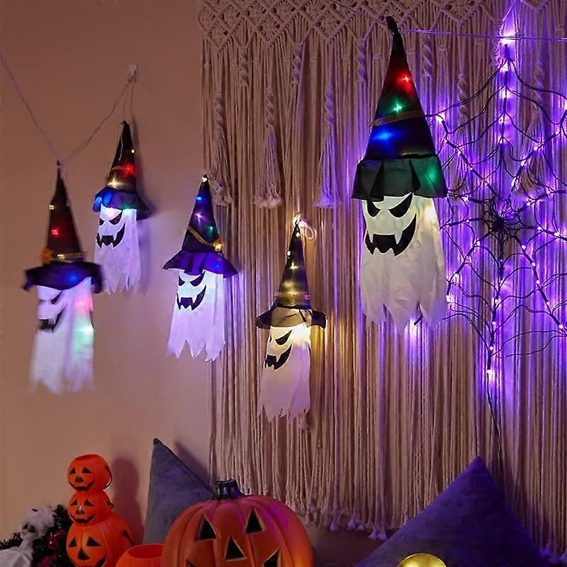 Halloween Decoration Witch Hats String Lights Ghost Hanging Lamp Ghostface Light 5psc