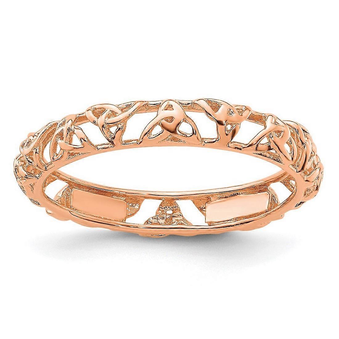 925 Sterling Silver Textured Polished Stackable Pink Plated Celtic Knot Ring-Stackable-Ring for Women - Ring Size: 5 to
